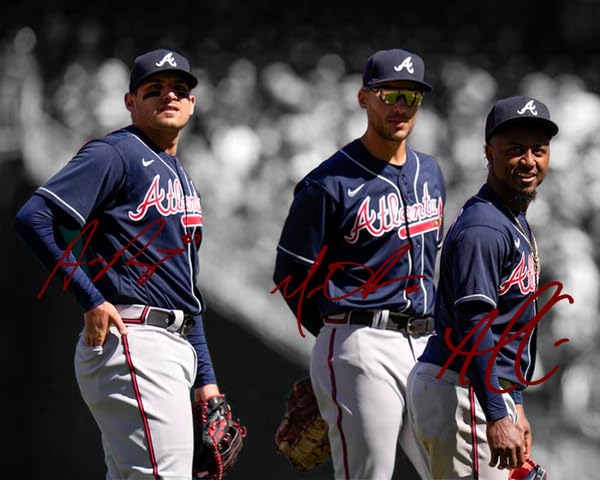 Ikonic Fotohaus Matt Olson Austin Riley Ozzie Albies Signed Photo Autograph Print Wall Art Home Decor