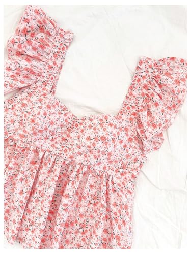 SOLY HUX Girl's Summer Floral Print Ruffle Cap Sleeve Sweetheart Neck Tops Peplum Cute Babydoll Blouse3