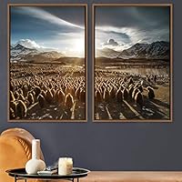 2 Piece Framed Canvas Wall Art Penguins Canvas Prints Home Artwork Decoration for Living Room,Bedroom - 16
