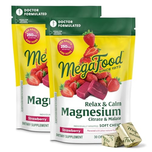 MegaFood Relax + Calm Magnesium Complex Strawberry 30 Soft Chews (2 Pack)