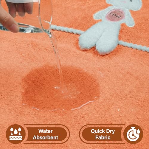 Image of Story@Home Kids Microfiber Bath Towel with Bunny Design | Quick Dry & Soft | 300 GSM | 120 x 70 cm | Lightweight Pool, Beach & Bath Towel for Boys & Girls | Orange