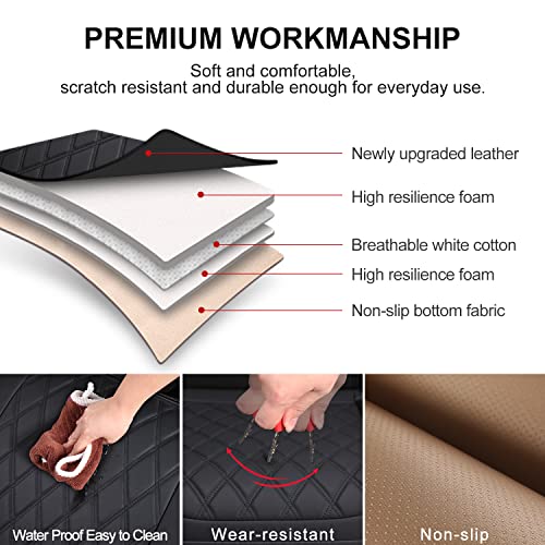 2 Pack Leather Front Car Seat Cover Bottom Car Seat, Anti-Slip And Full Wrap Driver Car Seat Protectors With Storage Pocket, Luxury Waterproof Bottom Auto Seat Cushion Pad Mat For Most Vehicles(Black) #TOP2