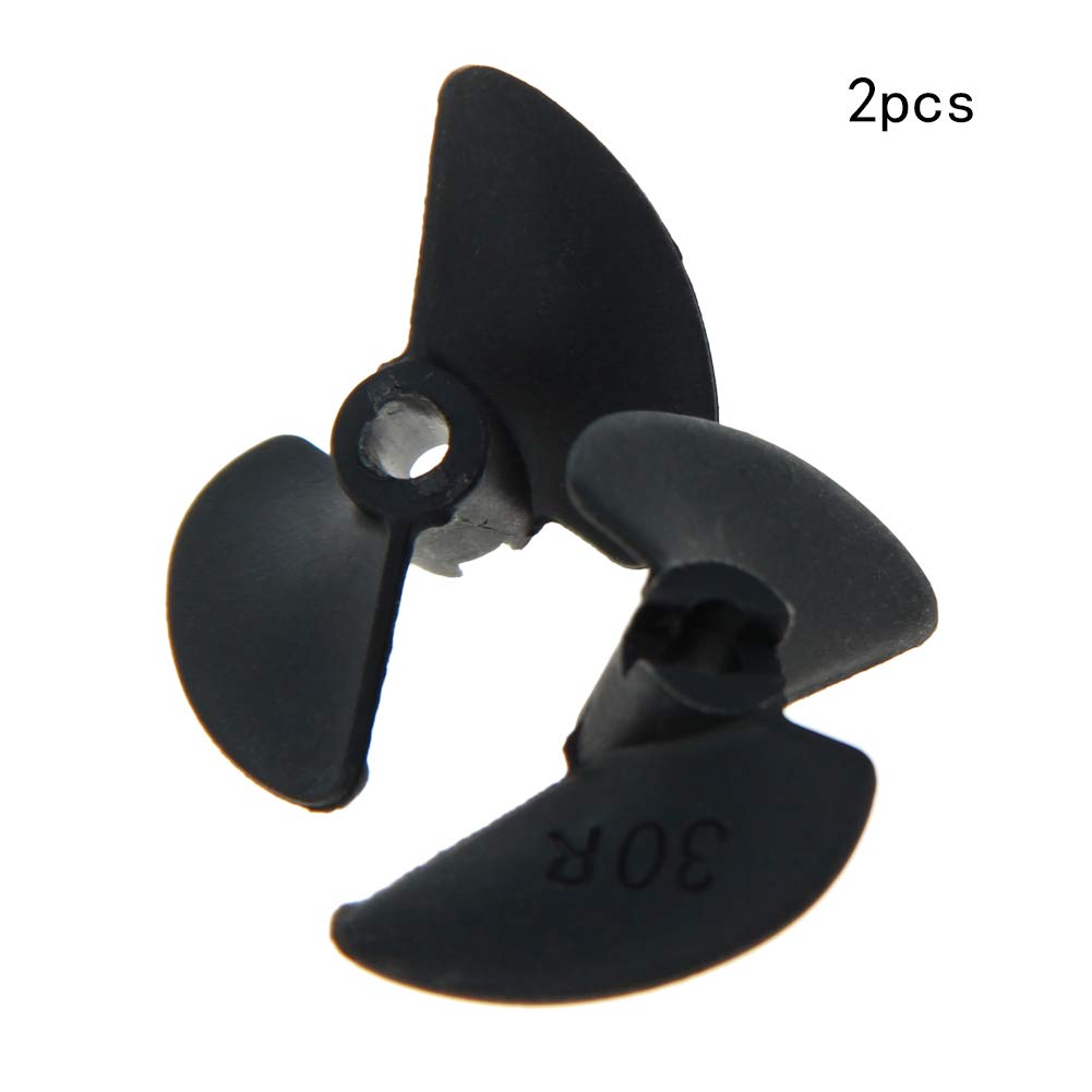 Fielect 2 Pairs RC Boat CW CCW Propeller 3.18mm Shaft 2 Vanes 30mm 1.4 P/D Fan Shape Pastic Black Rotating Propeller Props for RC Boat