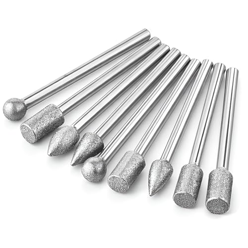 Juego de 20 piezas de fresas diamantadas 200 Grit 1/8 pulgada miniatura 4