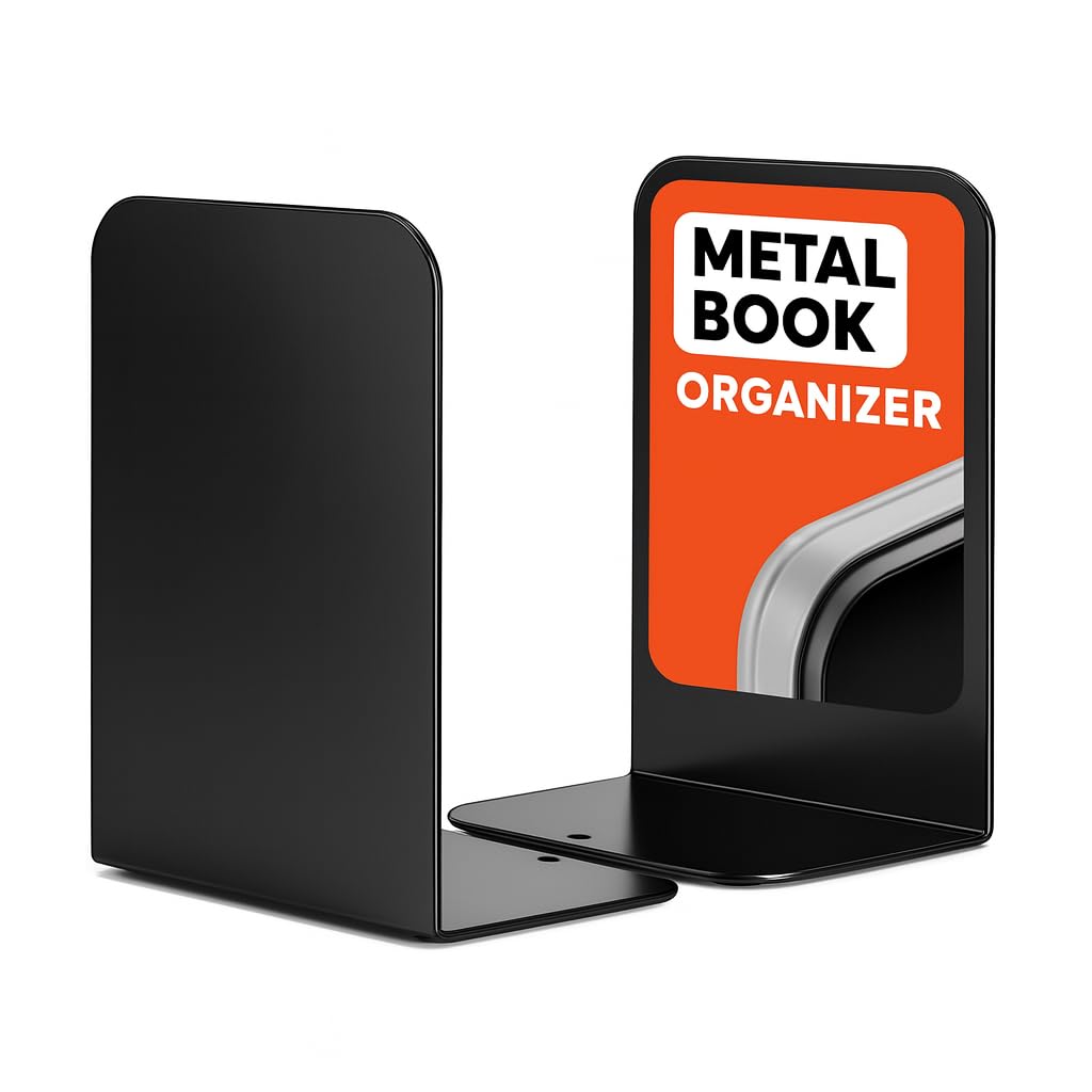 OrganizeMee Book Stand & Organizer Set | Office Table Accessories with File Organiser Stylish Holder Study Decor & Shelf Books Desk Expandable Case Magazine Tabletop Rack Space-Saving Bookends 1 Pair