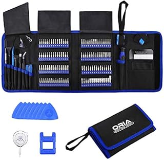 ORIA Präzisions Schraubendreher-Set, 142-in-1-Magnet-Treiber-Kit Professionelles Reparatur-Tool-Kit mit Tragbarer Tasche für iPhone, iPad, PC, Computer, MacBook, Tablet, Spielekonsole, Uhr - Blau