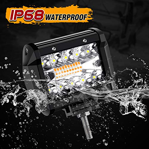 AMBOTHER LED Light Bar Pods 4-Inch Amber White 12800-Lumen Equivalent to 120-Watt Incandescent Bulbs Driving Fog Off Road Triple Row Waterproof Spot Flood Combo Beam Cubes Lights for Truck Jeep ATV - Thumbnail 5