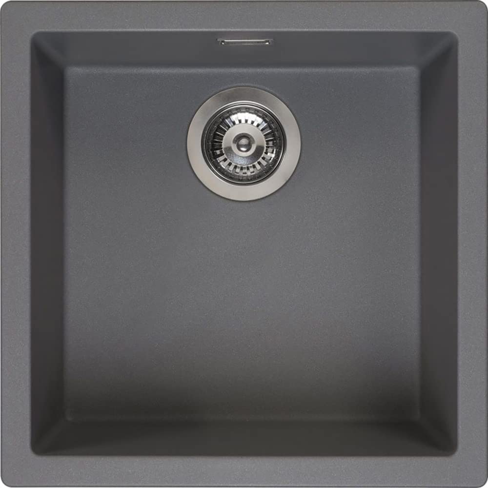 B&Q -  Amsterdam 40 Grey Silvery Granite Kitchen SinkSingle Bowl Inset & Square Design