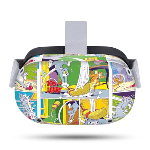 Head Case Designs Officially Licensed Tom and Jerry Indoor Chase Graphics Vinyl Sticker Skin Decal Cover Compatible with Meta Quest 2