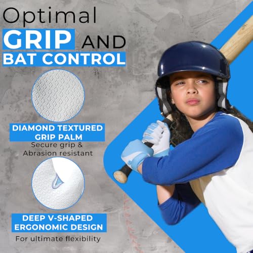 Image of HANDLANDY Baseball Batting Gloves for Adult Youth, Grip Breathable Softball Batting Gloves Fit Men Kids Boys Girls