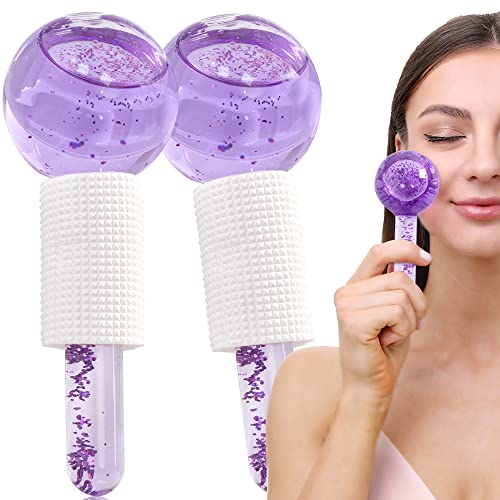 Facial Ice Globes - 2 unidades de bolas faciales para masaje, masajeador facial para piel fría, reafirma la piel, reduce la hinchazón y las ojeras, mejora la circulación sanguínea Cover