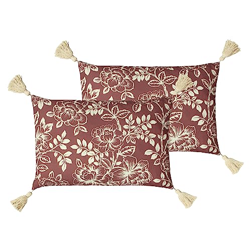 Paoletti Somerton Feather Filled Cushions Twin Pack, Mulberry, 35 x 50cm