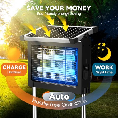 Miniatura 3 de anysun Lámpara Antimosquitos Solar Exterior, Mata Mosquitos Eléctrico 4500V