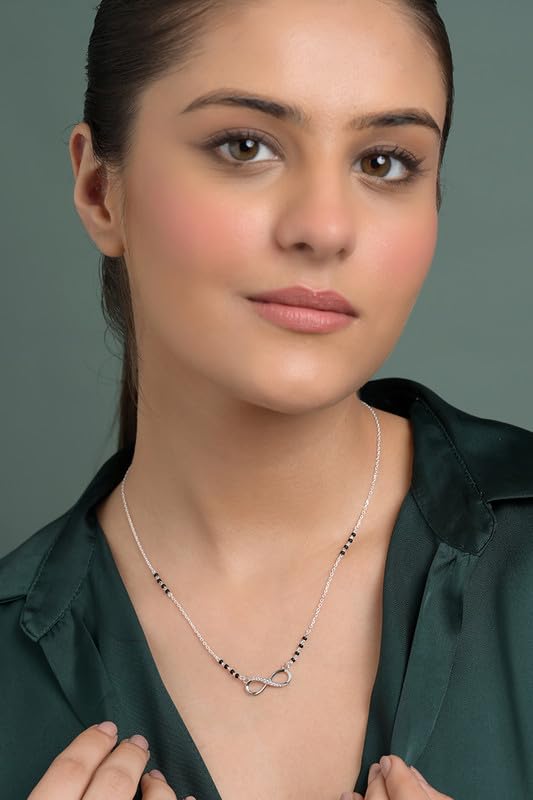 Image of Clara 925 Silver Avani Infinity Mangalsutra Tanmaniya Pendant for Women