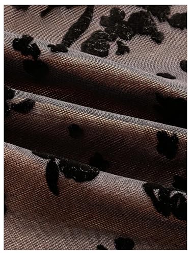 Milumia Women's Floral Mesh Cowl Neck Cami Top Spaghetti Straps Cropped Tops4