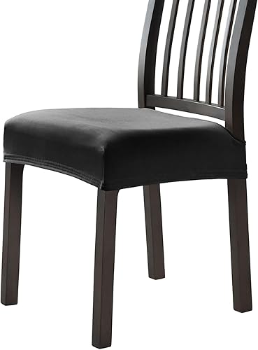YOPOIY Stretch Velvet Dining Chair Seat Cover Set of 6 4 2, Removable Seat Covers for Dining Chairs Non Slip Seat Covers for Dining Room Party