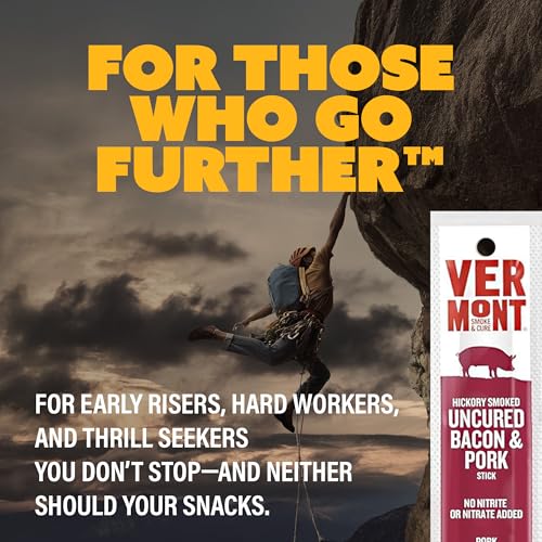 Vermont Smoke & Cure - Hickory Smoked Uncured Bacon Pork Sticks - Meat Protein Snack - Portable Healthier Meat Snack for Adults & Kids - 1oz Protein Snack - 24 Count - image 2