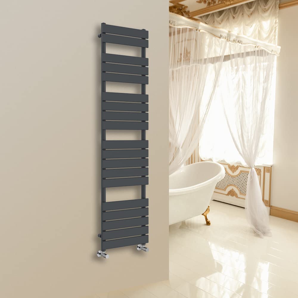 Nrg Anthracite Contemporary Flat Panel Bathroom Heated Towel Rail Radiator Rad Warmer - 1800 X 450Mm