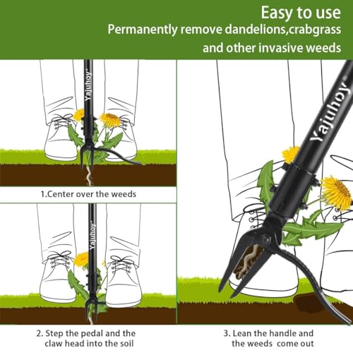 Weed Puller, Stand Up Weed Puller with 4-Claw Steel Head, Long Handle Weed Remover Hand Weeder Tool Remove Root Weeds Without Bending or Kneeling for Lawn and Garden (50 inches) - Image 3