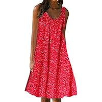 riou Vestidos Mujer Verano 2022 Elegante Vestido Casual Cuello en V Boho Vestido Informal Sin Mangas Falda Larga Fiesta Cóctel Adolescente Niña Vestido De Flores Regalo Originales
