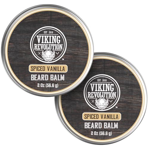 Image of Viking Revolution Beard Balm - Spiced Vanilla - 2 oz, 2 Pack | Eliminates Dryness & Flakes - Enriched with Nourishing Oils - Restores Moisture for a Healthy, Fully Manageable Beard