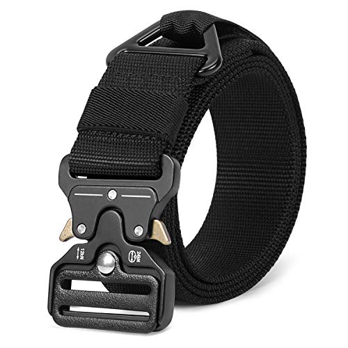 Tactical Rigger Belt V-Ring, Heavy Duty Nylon Carry Belt Buckle Quick-Release Black