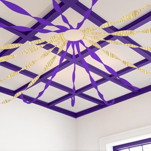 Image of 4 Crepe Paper Streamers Rolls, 328ft Pack of Purple and Gold Crepe Paper for Wedding Graduation Birthday Party Decorations (1.8 inch x 82 ft /Roll)
