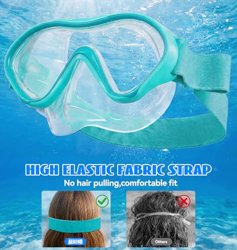 Aegend Gafas de Natación para Niños con Esnórquel, Máscara de Buceo con Cubierta de Nariz, Correa de Tela Tejida, Antivaho y Sin Filtraciones miniatura 4