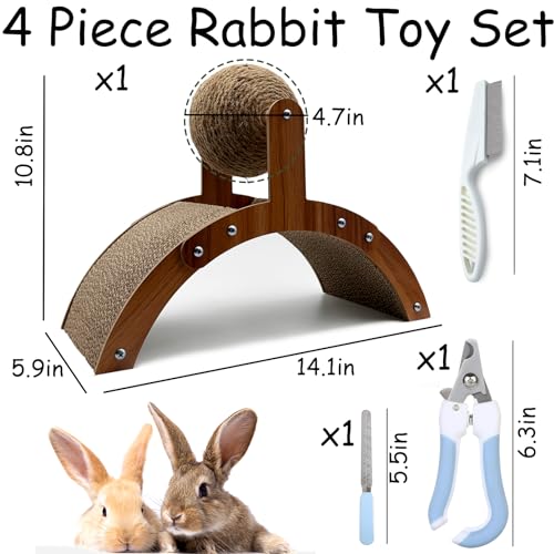 Rabbit Scratch Toys, Sisal Bunny Scratching Cardboard Pad and Scratcher Ball, Pet Enrichment Interactive Toy for Indoor Bunnies Ferrets Chinchillas Kittens Small Animals Boredom Breaker - Image 3