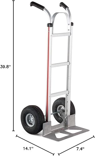 Miniatura 6 de Magline HMK116UA4 - Camión de mano de aluminio, mango de doble pistola acampanada, ruedas neumáticas, capacidad de 500 libras