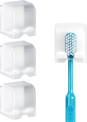 Linkidea Paquete de 4 soportes para cepillos de dientes montado en la pared con tapa, soporte para cepillo de dientes colgante para dormitorio,