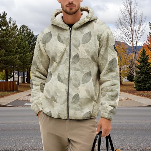 Mens Floral Print Hoodie Nature Leaf Graphic Sweatshirt Fall Long Sleeve Hooded Top Fashion Full Zip Flannel Jacket2