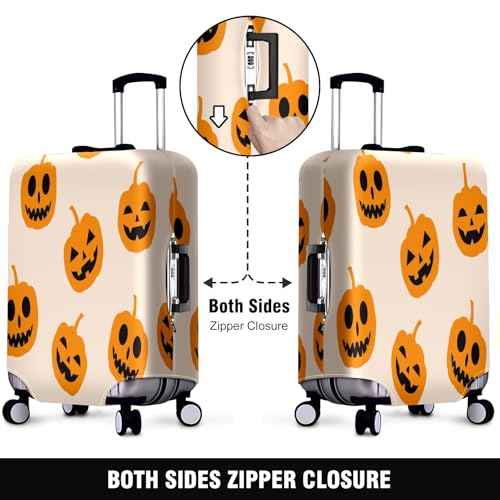 Travel Luggage Cover Suitcase Protector Scratch-Resistant Fit, Not Included Suitcase Pumpkin Halloween Pattern S2