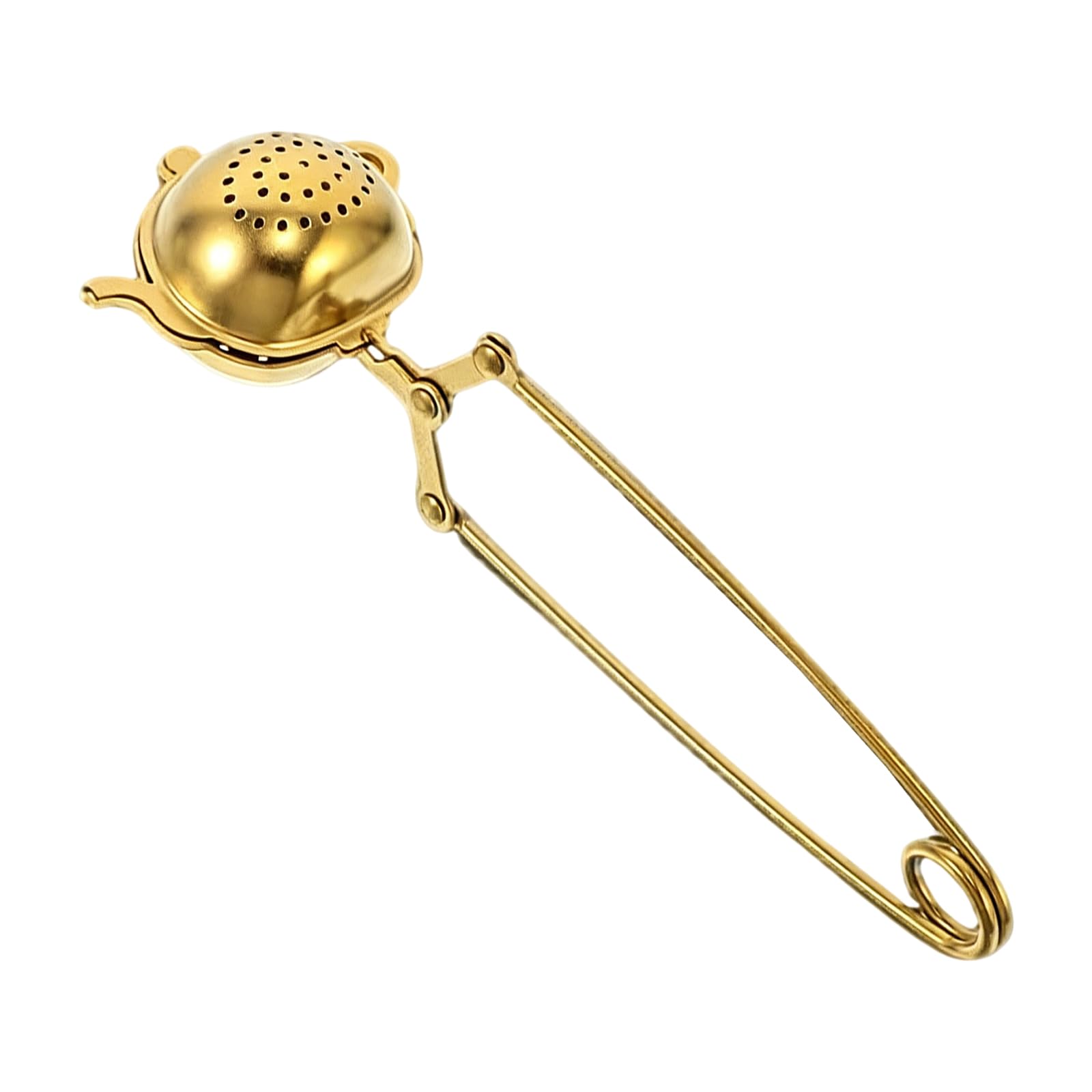 TFAOYS Strainer Dishwasher Safe Stainless Steel Filter Ball Infuser Filter with Golden Finish Long Handle for Hot Beverage Kitchen Tea Accessories