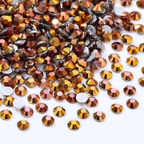 Image of Gold Flatback Rhinestones, Glass Rhinestones for Nail Art and Craft, Glue Fix, Loose Crystal Gemstones(Gold, SS4, 1440pcs, 1.5-1.7mm)