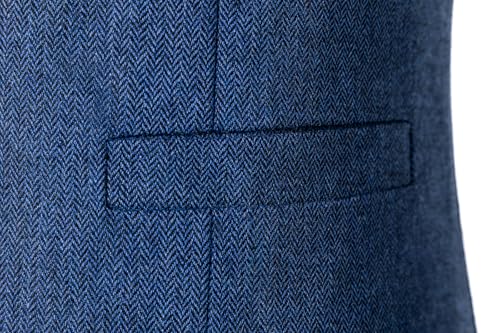Image of SOLOVEDRESS Mens Vintage Tweed Suit Vest V Neck Casual Wool Waistcoat for Wedding Groomsmen