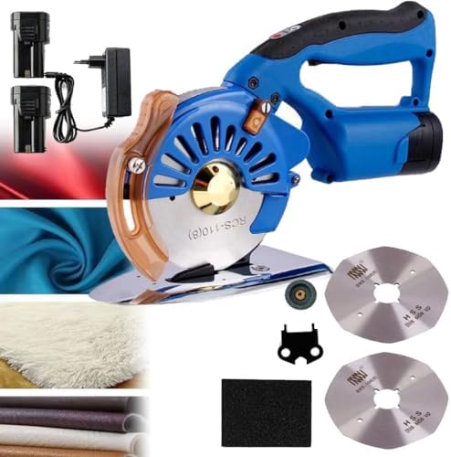 Electric Rotary Fabric Cutter - Adjustable Speed for Cloth, Paper, Leather, 2 Rechargeable Batteries, Precision Cutting Tool for Quilting & Sewing, Ergonomic Design for Easy Use