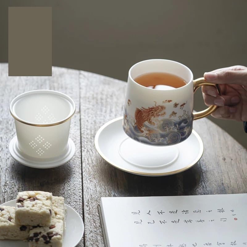 Tasse à thé Tasse à thé en céramique avec Couvercle, Filtre, Tasse de séparation d'eau de thé, Tasse à thé de Bureau, Tasse d'accueil for la Maison Tasses à thé réutilisables