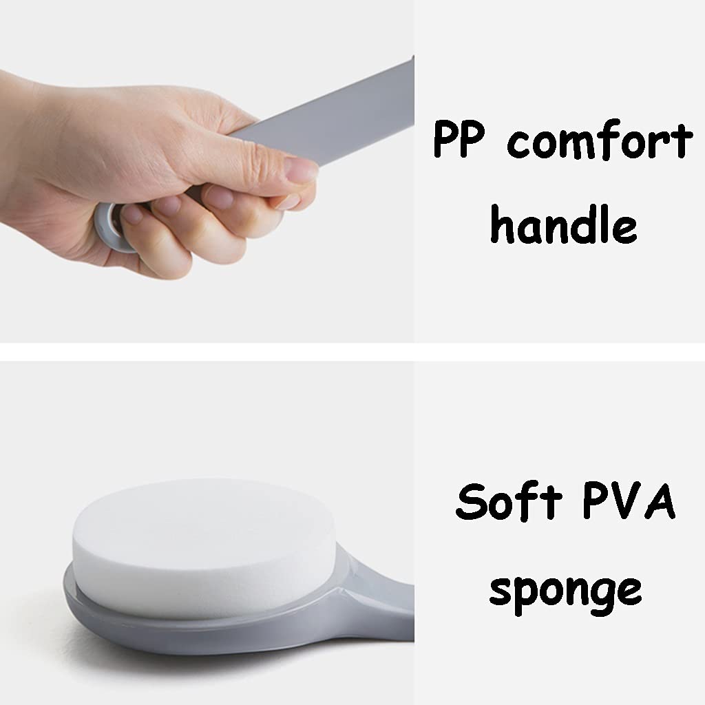 Cepillo para la Espalda para el baño Cepillo para Frotar la Espalda con Esponja Suave de PVA, Cepillo para la Piel con Mango Antideslizante de PP, Las Personas Mayores limpian Sus cuerpos c