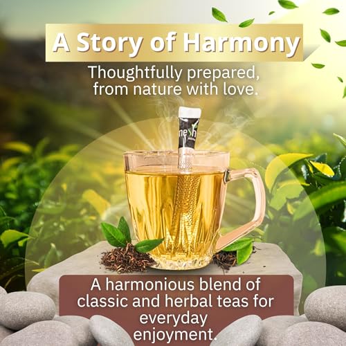 Image of OZMI Premium Green Tea & Herbal Tea Sampler Gift Set, 16 Mesh Stick Teas, 4 Flavors, Classic Green Tea, Sage, Peppermint & Green Tea with Mango, No Teapot Required