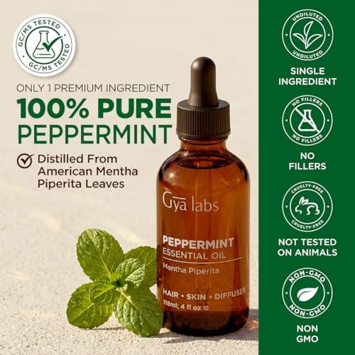 Image of 100% Pure Peppermint Essential Oil - 4 Fl Oz - Peppermint Oil for Hair, Skin, Diffuser, Aromatherapy & DIY Candle Making Scent