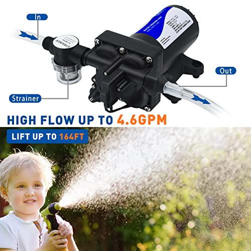 Image of Fresh Water Pump 5.5GPM Pressure Increase Booster Pump 75 PSI Transfer Pump 110V Self Priming on Demand Diaphragm Pump Washdown Pump for Boats Inline Water Pump for Garden Hose