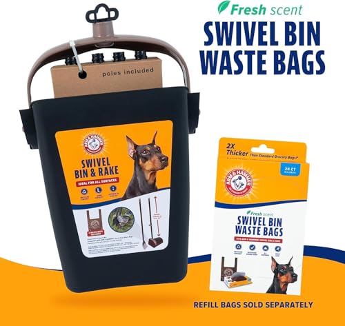 Arm & Hammer Swivel Bin & Rake Dog Pooper Scooper, Includes 2 Waste Bags - image 8