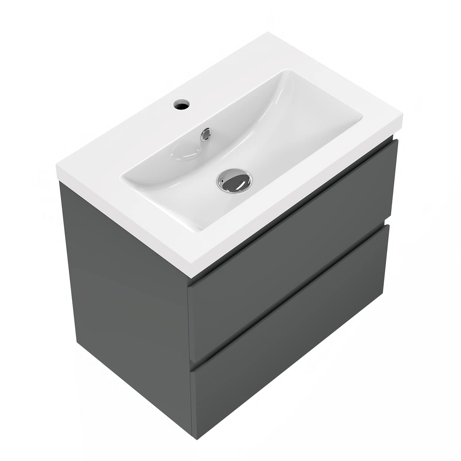 AICA sanitaire Ensemble de Meuble de Salle de Bain Anthracite 50cm+Vasque-Armoire de Rangement-Meubles-lavabos
