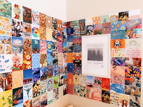 Image of Paper9store Pack Of 50 Aesthetic Wall Collage Kit - 4?6 Inches Self Adhesive Wall Posters For Bedroom, Living Room, Office A6 Size (90's)