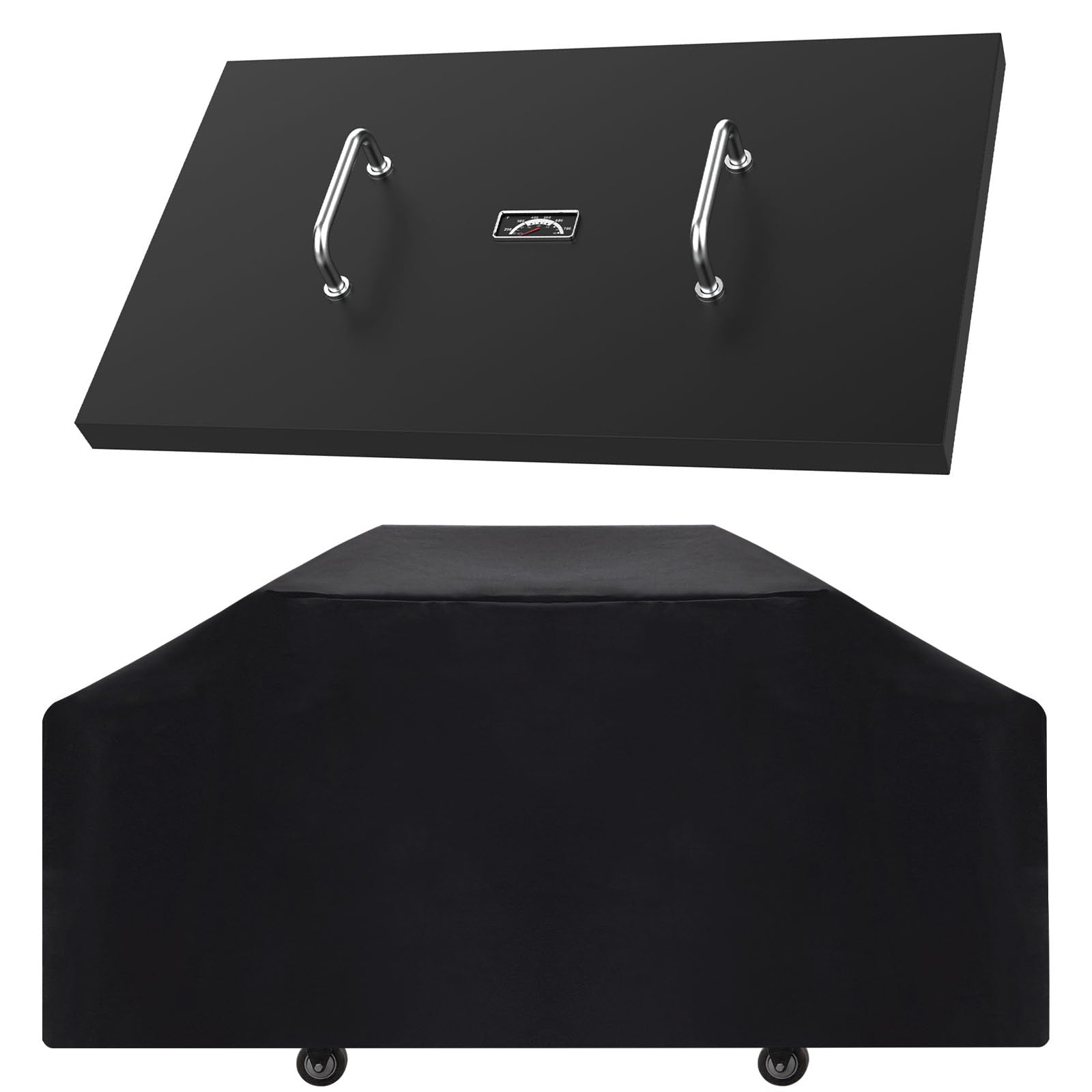 EasiBBQ 5004 Hard Cover for Blackstone 36" Griddle, and 1528 Heavy Duty Grill Cover for Blackstone 36" Griddle, Black