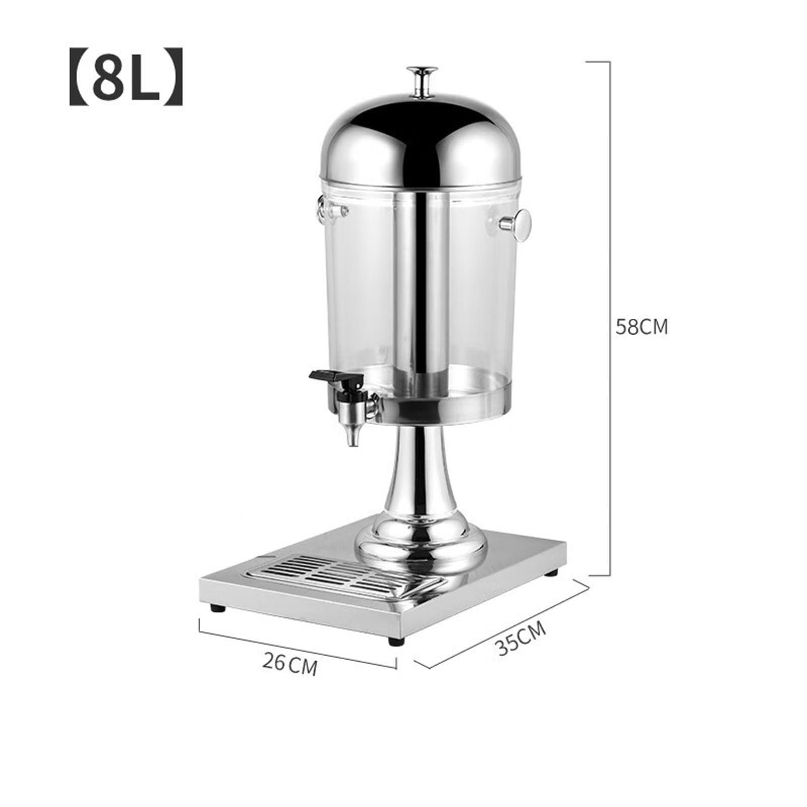 Dispensador de bebidas de 8 L con espiga y bandeja de cámara de hielo, dispensador de bebidas de acero inoxidable y plástico para fiestas y eventos, ideal para zumos y bebidas frías