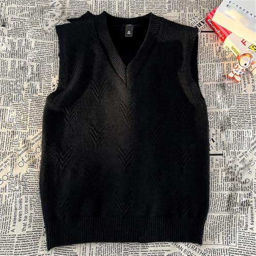 Men Winter Niche Textured Pattern Versatile Comfortable Warm V-Neck Knit Sweater Vests3