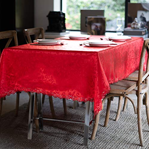 El Mejor Listado de Mantel rojo , tabla con los diez mejores. 40 ALFER HOME Mantel Rectangular para Mesa En Jacqard Y Troquelado En El Borde, Medidas 2.50 x 1.50 m, 100% Poliéster De Excelente Calidad (Rojo #3)