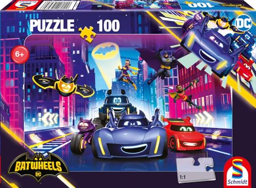 Schmidt Spiele 56489 Batwheels, Turbogeladene Action in Gotham City, 100 Teile Kinderpuzzle